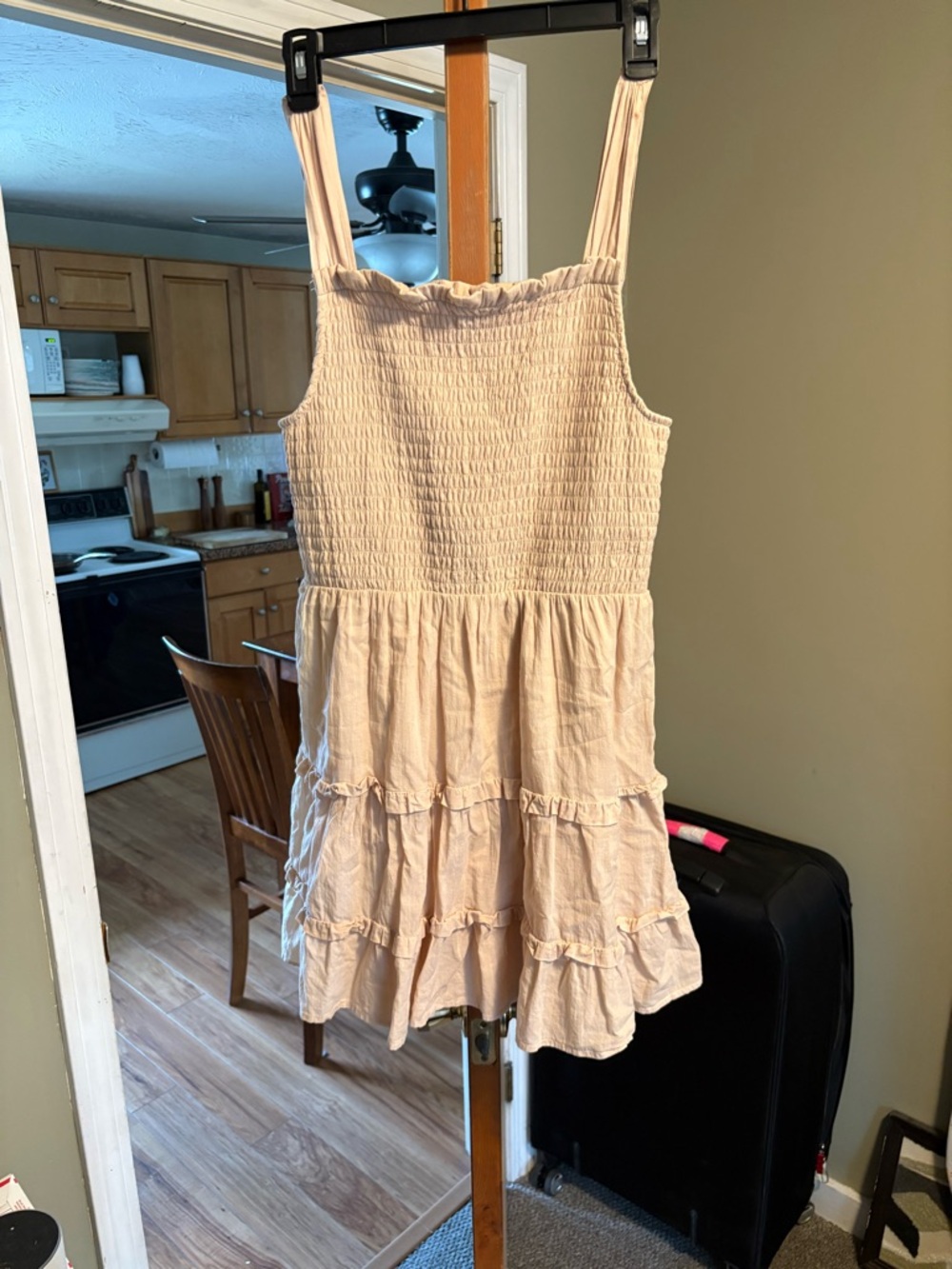 wild fable Cream Smocked Tiered Mini Dress